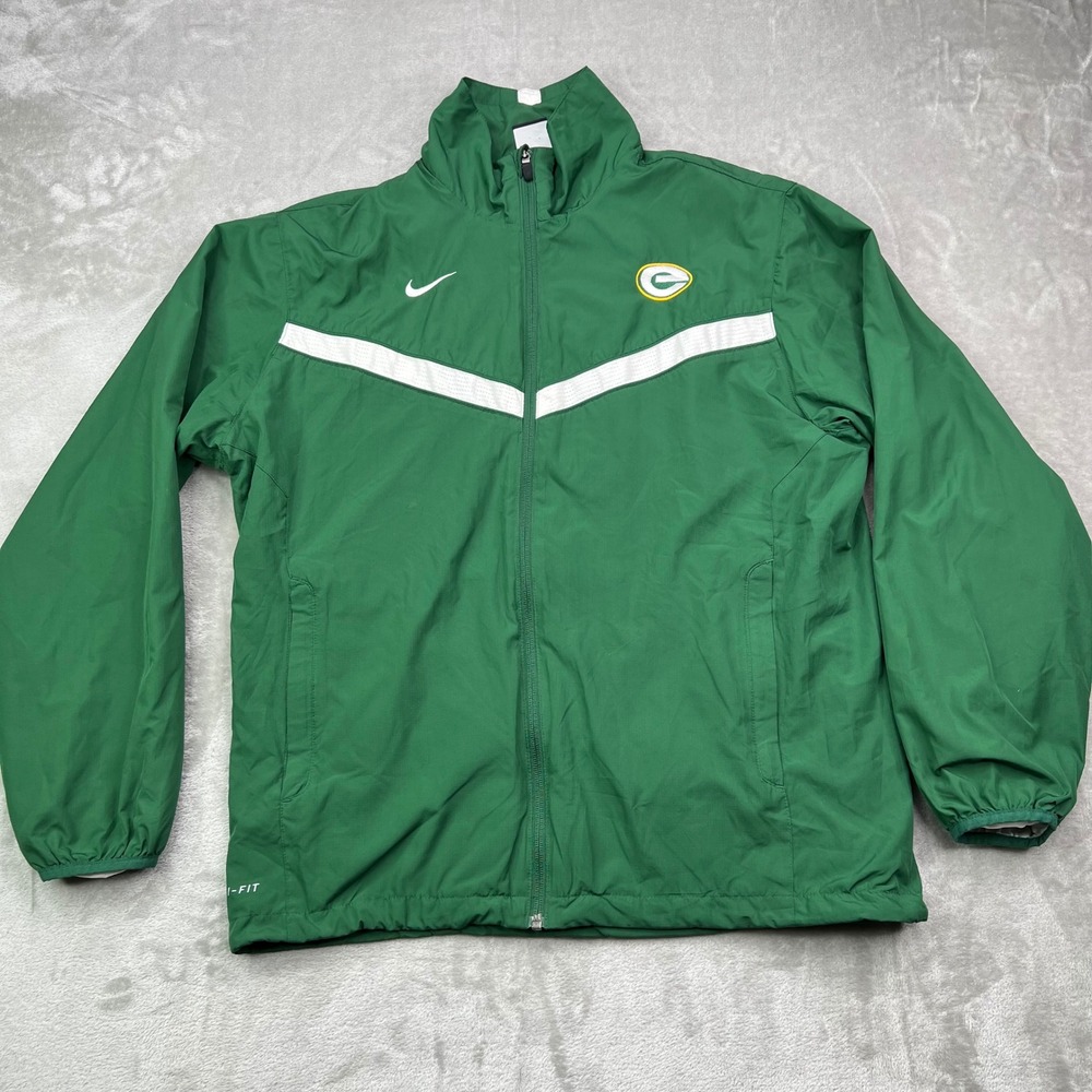 Green Bay Packers Nike Windbreaker‎ Mens Medium Green Dri-FIT Full Zip Jacket